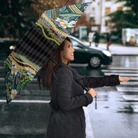 Hawaiian Art Flower Tribal with Lei Umbrella Palaka Pattern Black Color LT03 - Polynesian Pride