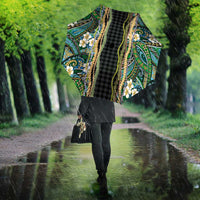 Hawaiian Art Flower Tribal with Lei Umbrella Palaka Pattern Black Color LT03 - Polynesian Pride