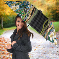 Hawaiian Art Flower Tribal with Lei Umbrella Palaka Pattern Black Color LT03 - Polynesian Pride