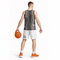 Hawaiian Art Flower Tribal with Lei Basketball Jersey Palaka Pattern Grayscale - Polynesian Pride