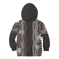 Hawaiian Art Flower Tribal with Lei Kid Hoodie Palaka Pattern Grayscale LT03 - Polynesian Pride
