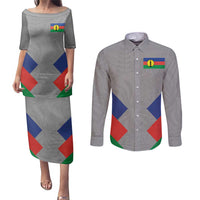 Custom New Caledonia-The Kagus Couples Matching Puletasi and Long Sleeve Button Shirt