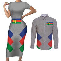 Custom New Caledonia-The Kagus Couples Matching Short Sleeve Bodycon Dress and Long Sleeve Button Shirt