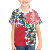 Hawaiian Floral Kakau Tropical Leaves-Sporty Style Family Matching Off The Shoulder Long Sleeve Dress and Hawaiian Shirt