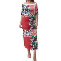 Hawaiian Floral Kakau Tropical Leaves-Sporty Style Family Matching Puletasi and Hawaiian Shirt