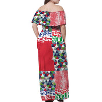 Hawaiian Floral Kakau Tropical Leaves-Sporty Style Off Shoulder Maxi Dress