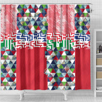 Hawaiian Floral Kakau Tropical Leaves-Sporty Style Shower Curtain