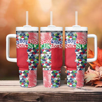 Hawaiian Floral Kakau Tropical Leaves-Sporty Style Tumbler With Handle