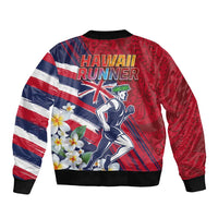 Hawaii Runner-Kakau Art with Lei and Plumeria Bomber Jacket