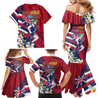 Hawaii Runner-Kakau Art with Lei and Plumeria Family Matching Mermaid Dress and Hawaiian Shirt