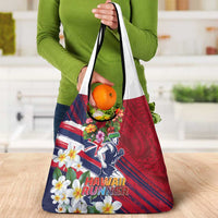Hawaii Runner-Kakau Art with Lei and Plumeria Grocery Bag