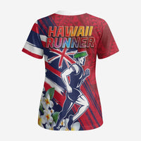 Hawaii Runner-Kakau Art with Lei and Plumeria Scrub Top - Polynesian Pride