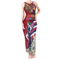 Hawaii Runner-Kakau Art with Lei and Plumeria Tank Maxi Dress