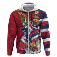 Hawaii Runner-Kakau Art with Lei and Plumeria Zip Hoodie