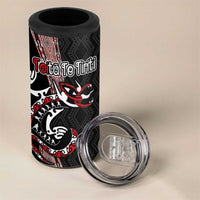 Aotearoa Toitu Te Tiriti Taniko 4 in 1 Can Cooler Tumbler Maori Taniwha Haka - Honour the Treaty