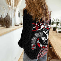 Aotearoa Toitu Te Tiriti Taniko Women Casual Shirt Maori Taniwha Haka - Honour the Treaty