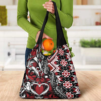 Aotearoa Maori Moko Art with Taniko Half Style Grocery Bag