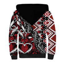 Aotearoa Maori Moko Art with Taniko Half Style Sherpa Hoodie