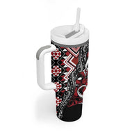 Aotearoa Maori Moko Art with Taniko Half Style Tumbler With Handle