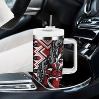 Aotearoa Maori Moko Art with Taniko Half Style Tumbler With Handle