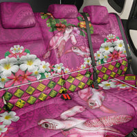 Hawaiian Lei Turtle and Plumeria Back Car Seat Cover Polynerian Art Tattoo-Plum Pink Color