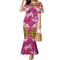 Hawaiian Lei Turtle and Plumeria Mermaid Dress Polynerian Art Tattoo-Plum Pink Color