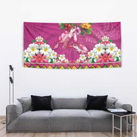 Hawaiian Lei Turtle and Plumeria Tapestry Polynerian Art Tattoo-Plum Pink Color