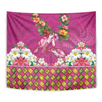 Hawaiian Lei Turtle and Plumeria Tapestry Polynerian Art Tattoo-Plum Pink Color