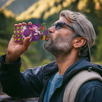 Hawaiian Lei Turtle and Plumeria 4 in 1 Can Cooler Tumbler Polynerian Art Tattoo-Mauve Color