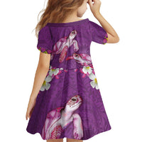 Hawaiian Lei Turtle and Plumeria Family Matching Long Sleeve Bodycon Dress and Hawaiian Shirt Polynerian Art Tattoo-Mauve Color