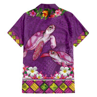 Hawaiian Lei Turtle and Plumeria Family Matching Summer Maxi Dress and Hawaiian Shirt Polynerian Art Tattoo-Mauve Color