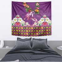 Hawaiian Lei Turtle and Plumeria Tapestry Polynerian Art Tattoo-Mauve Color