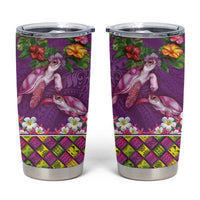 Hawaiian Lei Turtle and Plumeria Tumbler Cup Polynerian Art Tattoo-Mauve Color