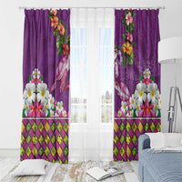 Hawaiian Lei Turtle and Plumeria Window Curtain Polynerian Art Tattoo-Mauve Color