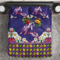 Hawaiian Lei Turtle and Plumeria Bedding Set Polynerian Art Tattoo-Navy Color LT03 Navy - Polynesian Pride