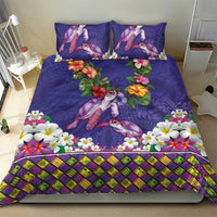 Hawaiian Lei Turtle and Plumeria Bedding Set Polynerian Art Tattoo-Navy Color LT03 - Polynesian Pride
