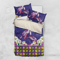 Hawaiian Lei Turtle and Plumeria Bedding Set Polynerian Art Tattoo-Navy Color LT03 US Twin 172cm x 218cm Navy - Polynesian Pride