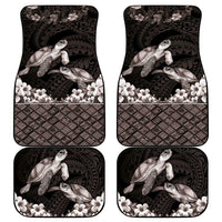 Hawaiian Lei Turtle and Plumeria Car Mats Polynerian Art Tattoo-Grayscale Mode