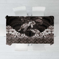 Hawaiian Lei Turtle and Plumeria Tablecloth Polynerian Art Tattoo-Grayscale Mode