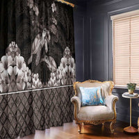 Hawaiian Lei Turtle and Plumeria Window Curtain Polynerian Art Tattoo-Grayscale Mode