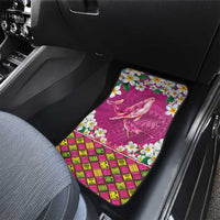 Hawaiian Plumeria and Humpback Whales Car Mats Polynerian Art Tattoo-Plum Pink Color