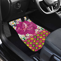 Hawaiian Plumeria and Humpback Whales Car Mats Polynerian Art Tattoo-Plum Pink Color