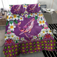 Hawaiian Plumeria and Humpback Whales Bedding Set Polynerian Art Tattoo-Mauve Color LT03 - Polynesian Pride