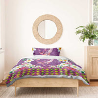 Hawaiian Plumeria and Humpback Whales Bedding Set Polynerian Art Tattoo-Mauve Color LT03 - Polynesian Pride