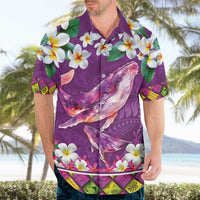 Hawaiian Plumeria and Humpback Whales Hawaiian Shirt Polynerian Art Tattoo-Mauve Color