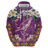 Hawaiian Plumeria and Humpback Whales Hoodie Polynerian Art Tattoo-Mauve Color