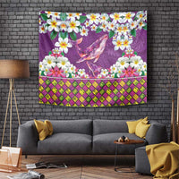 Hawaiian Plumeria and Humpback Whales Tapestry Polynerian Art Tattoo-Mauve Color LT03 Purple - Polynesian Pride