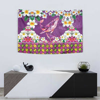 Hawaiian Plumeria and Humpback Whales Tapestry Polynerian Art Tattoo-Mauve Color LT03 - Polynesian Pride