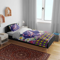 Hawaiian Plumeria and Humpback Whales Bedding Set Polynerian Art Tattoo-Navy Color LT03 - Polynesian Pride