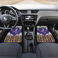 Hawaiian Plumeria and Humpback Whales Car Mats Polynerian Art Tattoo-Navy Color
